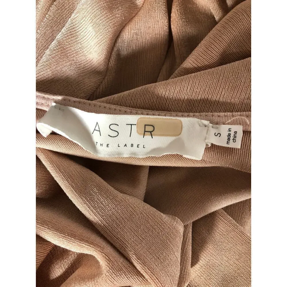ASTR Melonie Dress Knit Long Sleeve Surplice Neck High Low Hem Wrap Maxi Pink S